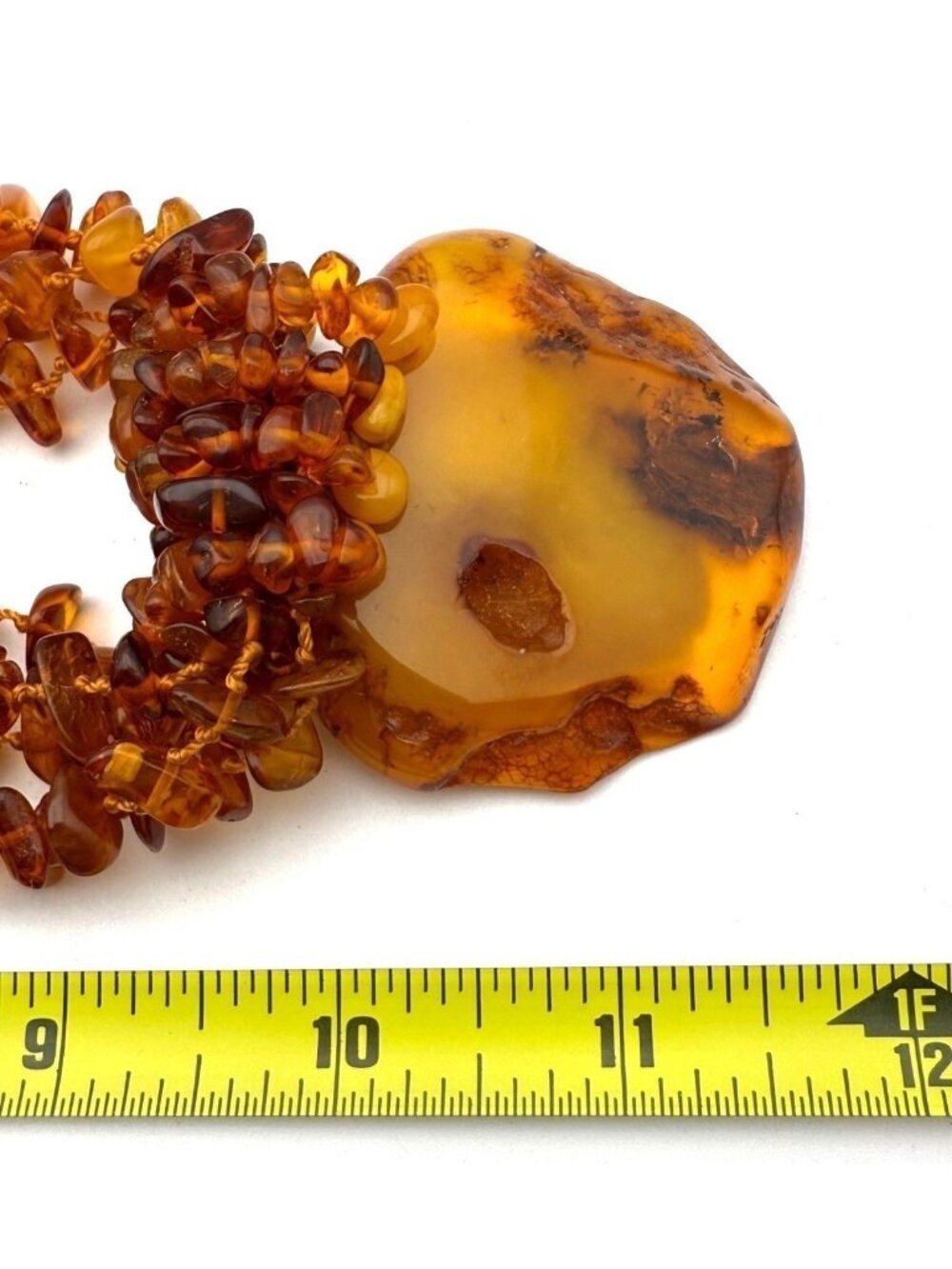 Vintage Genuine Amber Necklace Honey Butterscotch Multi Strand Pendant 20” 79g - Picture 11 of 16
